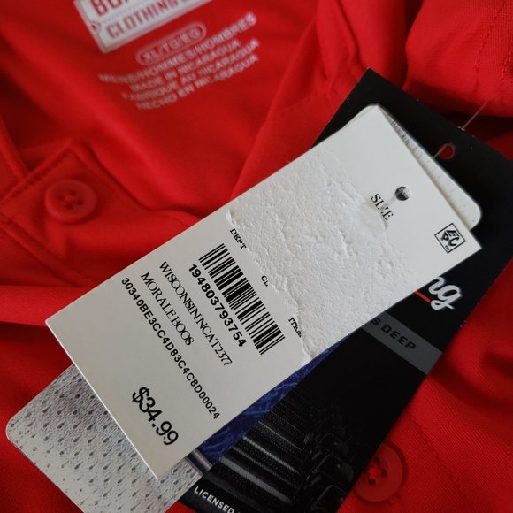 Wisconsin Badgers Polo Shirt Men's Size XL Box Seat Red White NCAA NWT - Picture 9 of 12